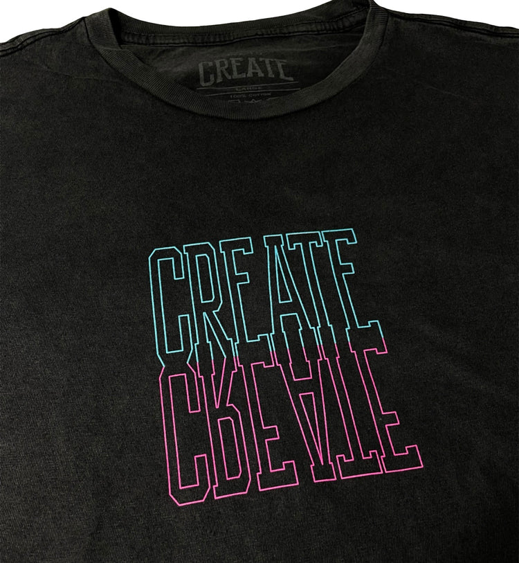 CREATE” Vol. 2 NEON tee | Vintage Black