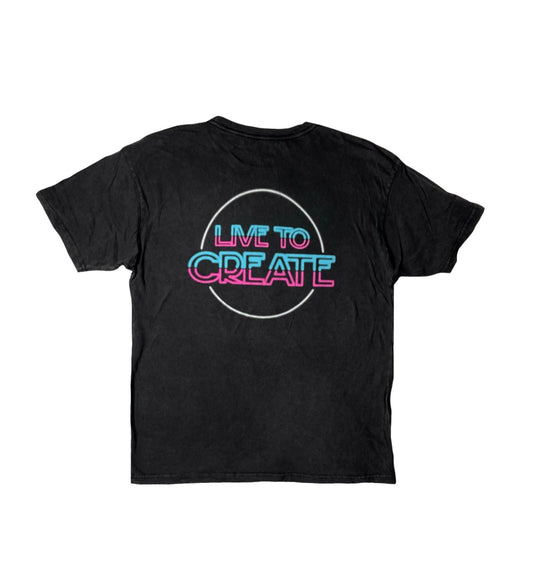 LIVE TO CREATE” NEON tee | Vintage Black